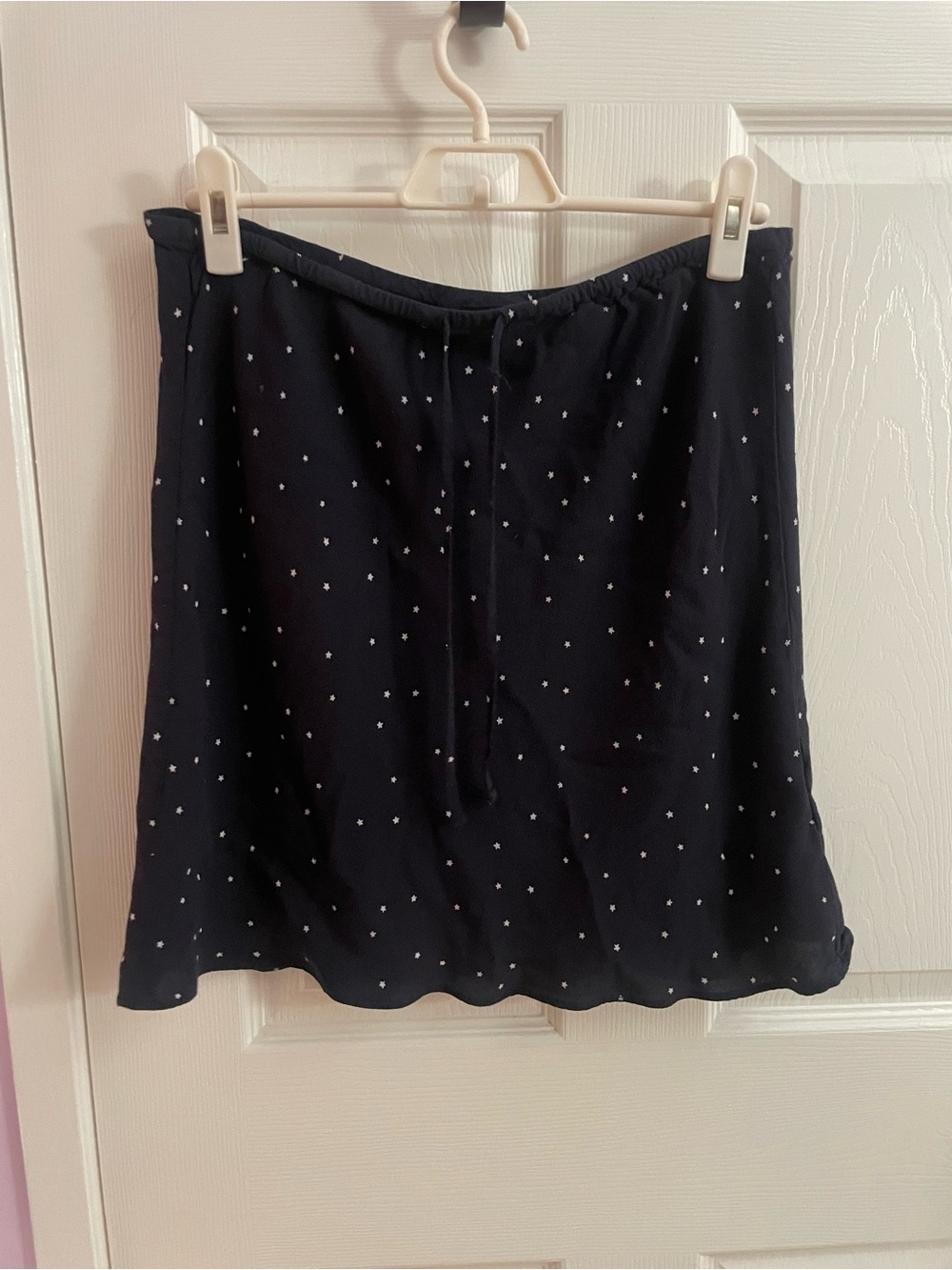 Madewell Navy A-Line Skirt with White Micro Dots